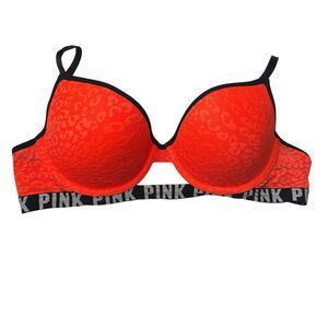 PINK Victorias Secret Orange spell out demi bra 34C